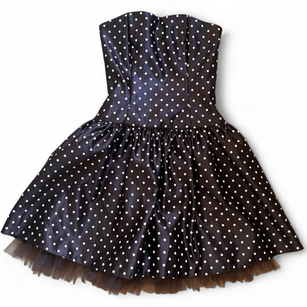 Vintage Jessica McClintock Gunne Sax Polka Dot Strapless Mini Dress size 3/4 USA - Picture 5 of 16